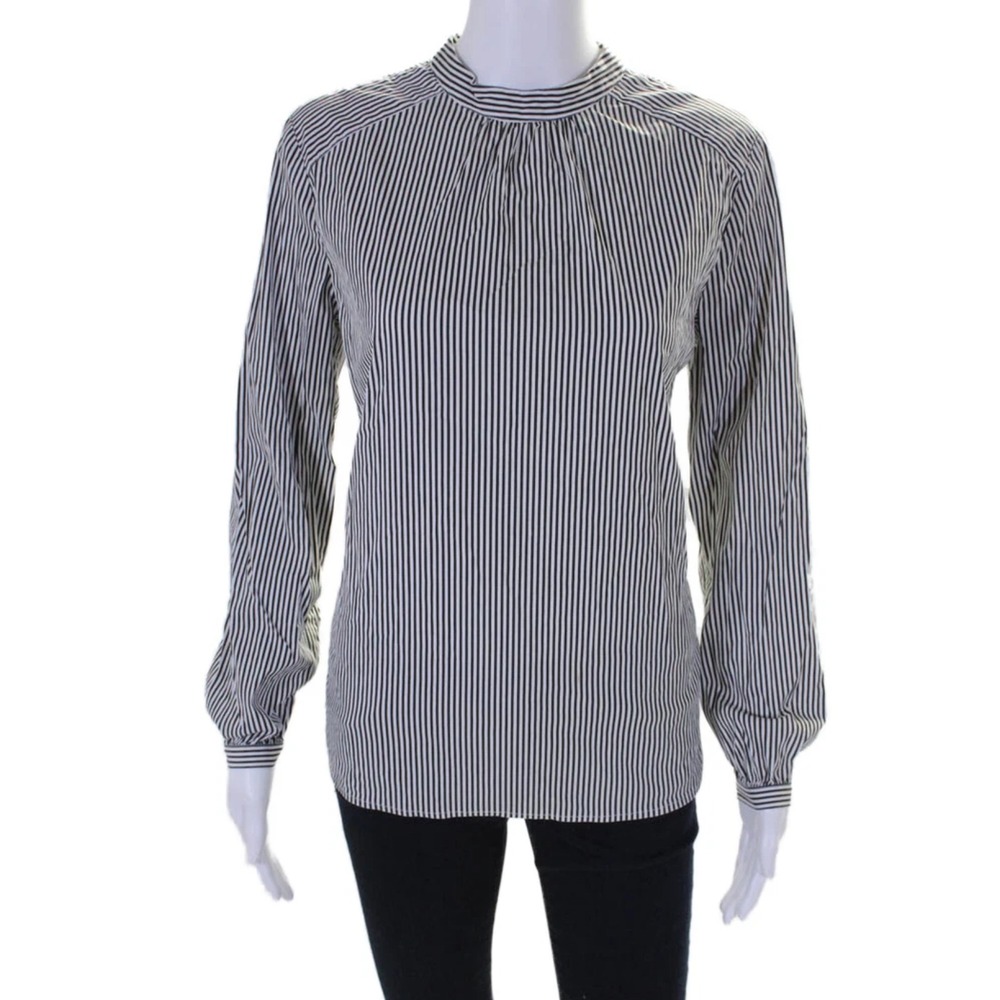 J.McLaughlin Striped‎ Blouse Mock Neck Long Sleeve Women's Top